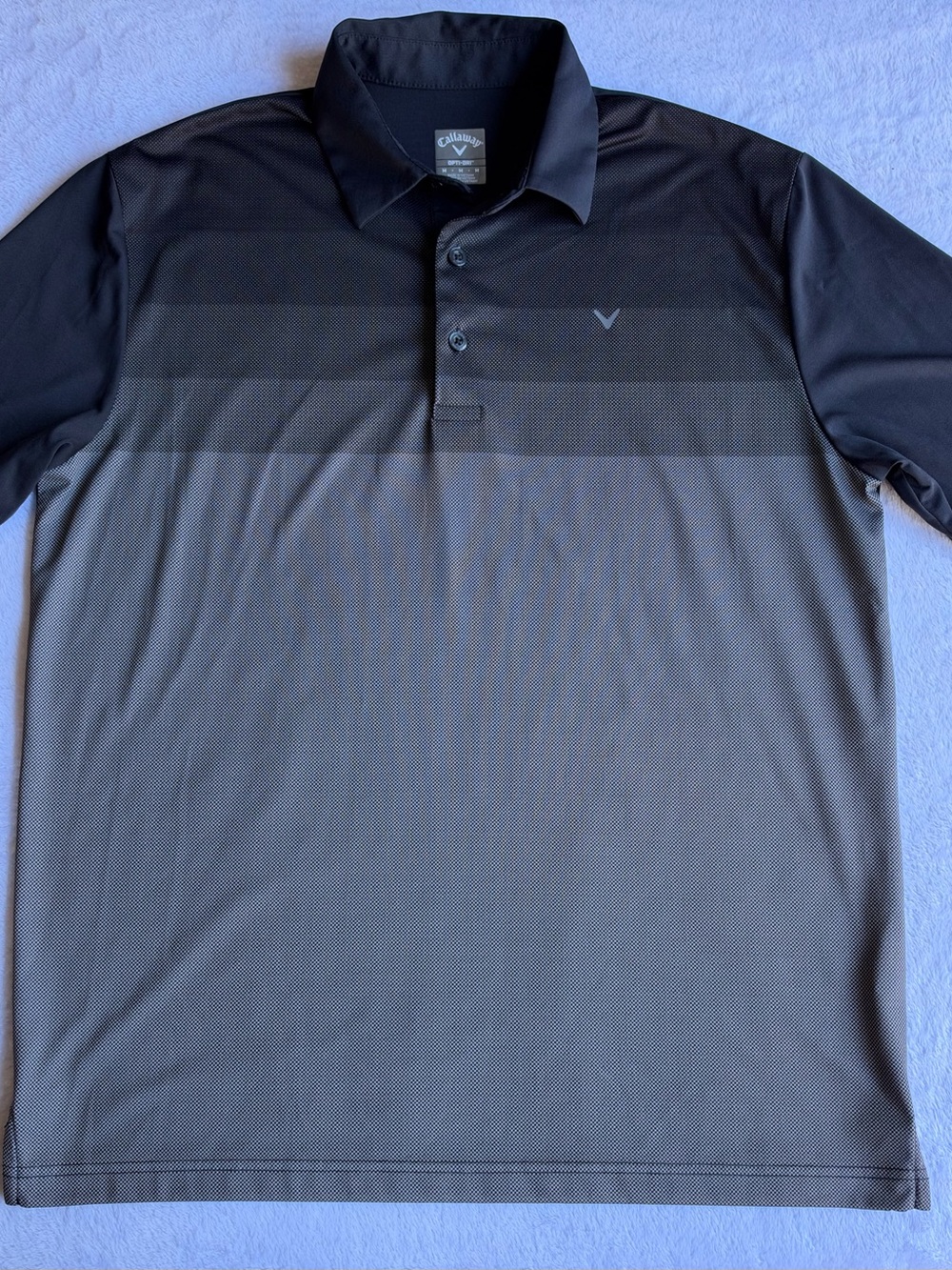 Callaway Polo Shirt Mens M Black Gray Gradient Opti-Dri Golf Performance